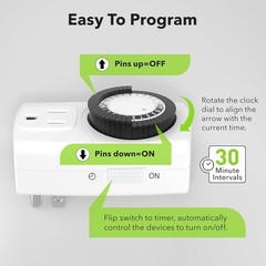 Simplified Home Automation: Mini 24-Hour Mechanical Outlet Timer 3-Prong 2-Pack
