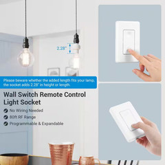 120-Volt Remote Control Light Bulb Socket W/ Wall Mounted Wireless Controller, W
