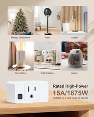 Wireless Remote Control Outlet Rocker Wall Switch 200FT 15A/1875W HighPower