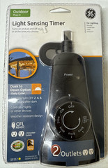 General Electric Light Sensing Timer Outdoor Plug In Dusk to Dawn Two Outlet
