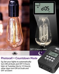 NEARPOW Outdoor Light Timer, Waterproof Digital Timer Outlet, 1 PACK, Black