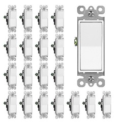 CML Single Pole Decorator Light Switch, 20 Pack Rocker Paddle Wall Switch, 15…