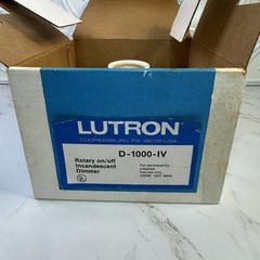 NEW LUTRON D-1000-IV LIGHT ALMOND ROTARY ON/OFF INCANDESCENT DIMMER NOS
