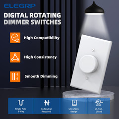 Digital Rotating Dimmer Switch for Dimmable LED, CFL and Incandescent Light Lamp