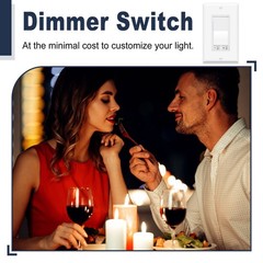 4 Pack Dimmer Light Switch- Single Pole or 3-Way for LED /600W Incandescent ETL