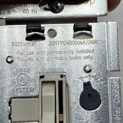 LUTRON TCGL-153P DIMMER SWITCH, C-L DIMMER TGCL-153PR-LA, 120V 60HZ