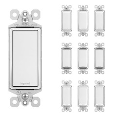 Legrand radiant TM870WCP6 15 Amp Rocker Wall Switch, Single Pole Decorator Li…