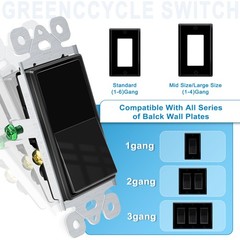 30PK Black Decorator 3 Way Rocker Switch 15A 120/277V UL Certified Single Pole