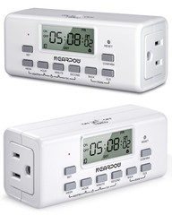 2 Pack Digital Timer Lamp Dual Outlets 10 On/Off Programs 3 Prong 15A/1875W