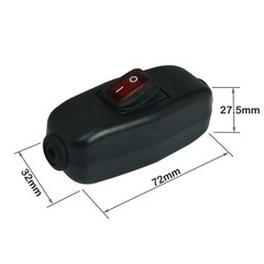 2 PCS Appliance Light Waterproof Switch On/Off Button Inline Cord Black