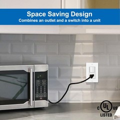 BESTTEN 2 Pack Combination Wall Light Switch and Decor Outlet, Single White