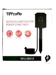 Tiffcofio Outdoor Light Sensor Power Stake Timer Waterproof 6Ft Cord 6 Outlets