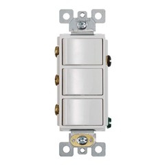Three-Rocker Switch for Bathroom Exhaust Fan Control, White Wall Knob