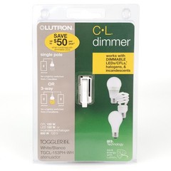 Lutron TGCL-153PH-WH LED+ Single Pole 3 Way Dimmer Switch. White