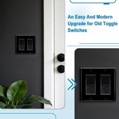 2PCS Black Single Pole Rocker Light Switch 15A 120/277V UL/CUL Residential Use
