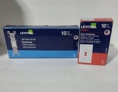 Leviton Light Switch 10-Pack (1451-2WM) with Wall Plate, 15A-120V AC/CA