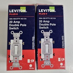 Leviton CS220-2WS 20 Amp Double Pole Switch White 120/277V Lot of 2 New