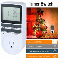 120V 15A Plug Big LCD Display In Programmable Digital Timer Switch 24h 7 Day
