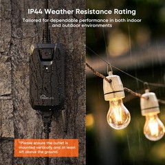 Dimmer Plug with 100FT Wireless Remote Control, IP44 Weather Resistance, Outd…