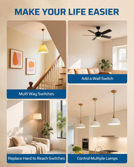 Wireless Light Switch and Receiver Kit, 15A/1875W High Power, No Wiring, Magneti