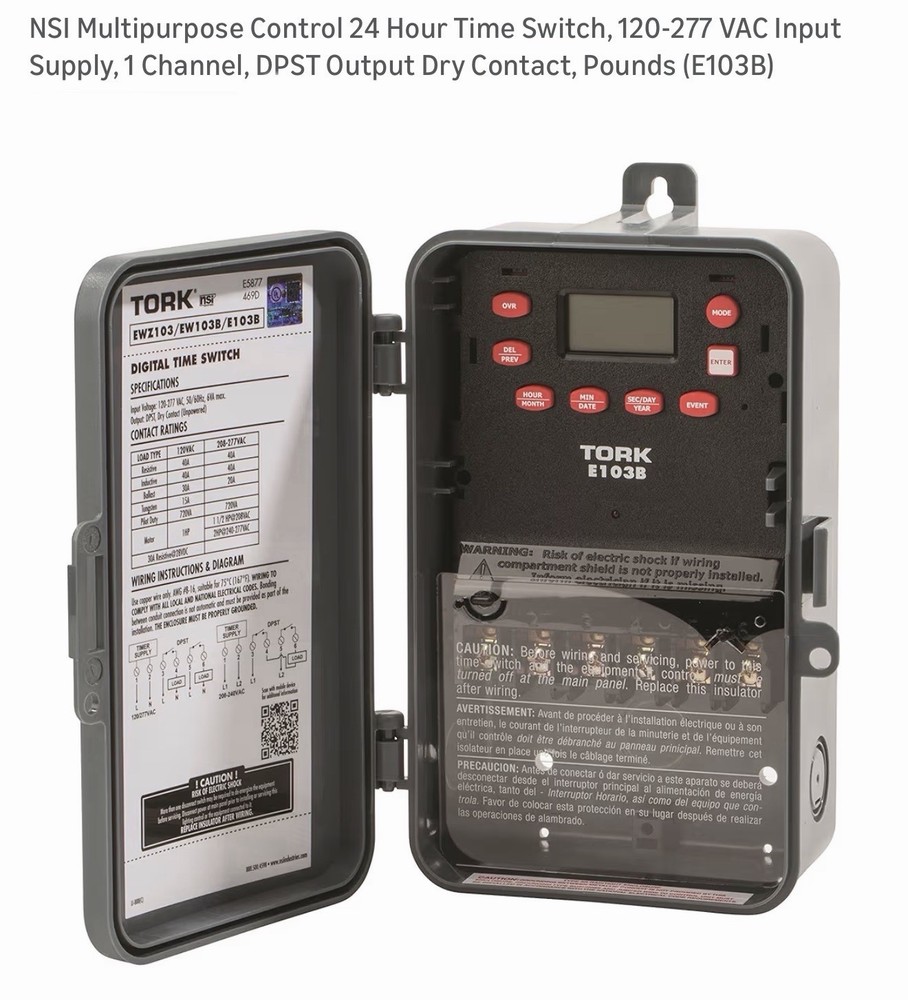 Nsi Tork E103b Electronic Timer, 24 Hr, Dpst
