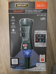 Defiant Smart Outdoor 4′ 6-Outlet Power Stake Timer+Holiday Lights Projector