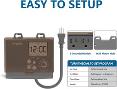 20A Outdoor Digital Pool Timer Waterproof, Dial Programmable Method, 2FT Extensi