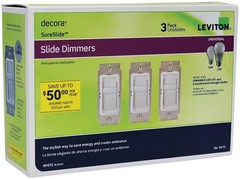 Leviton decora SureSlide Dimmer Switch for Dimmable LED White (3-Pack) 6672-3PW