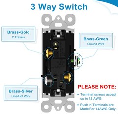 30PK Black Decorator 3 Way Rocker Switch 15A 120/277V UL Certified Single Pole