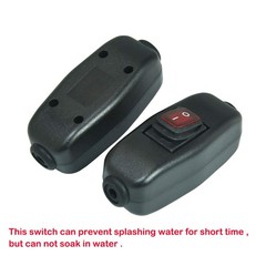 2 PCS Appliance Light Waterproof Switch On/Off Button Inline Cord Black