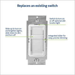 Sureslide Dimmer Switch for Dimmable LED, Halogen and Incandescent Bulbs, 6672-1
