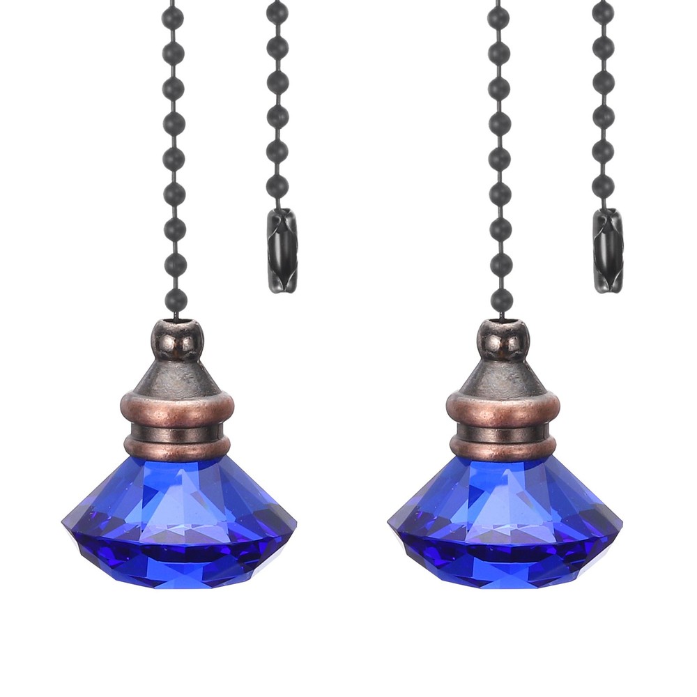 2Pcs Ceiling Fan Pull Chain 12″ Diamond Pendant Chain Extender Blue