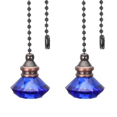 2Pcs Ceiling Fan Pull Chain 12″ Diamond Pendant Chain Extender Blue