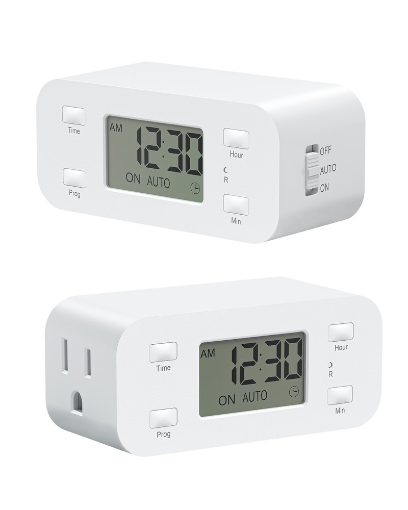 DEWENWILS 24 Hour Programmable Digital Timer Outlet, 2 Pack 3 Prong, 1/2 HP
