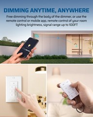 Smart Dimmer Switch with Remote, Single-Pole, Needs Neutral Wire, 2.4GHz Wi-Fi