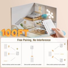 Wireless Wall Switch Remote Control Outlet No Wiring Needed 100ft Rf Range Prepr
