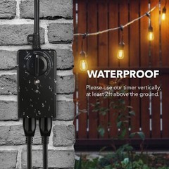 BN-LINK 2 Pcs Outdoor 24-Hour Timer with Photocell Light Sensor, Water Resistant