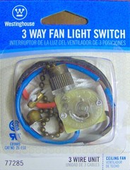 ZE-110 Pull Chain SWITCH 3 way & 3 wire fan ZING EAR Antique Brass Westinghouse