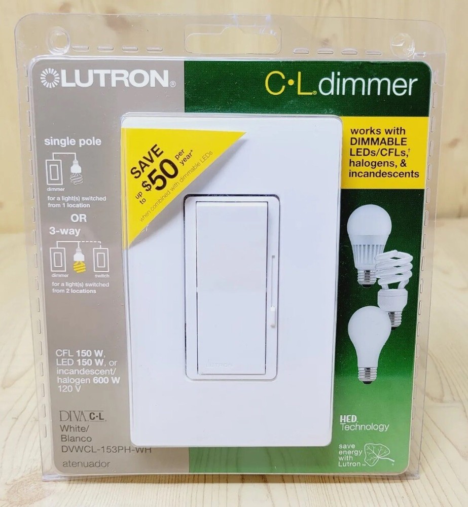 Lutron Diva CL White Dimmer Model DVWCL-153PH-WH Brand New Fast Ship