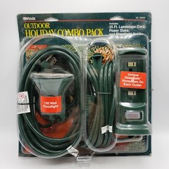 Woods Outdoor Holiday Combo Pack 59250 25 ft Landscape Cord Power Stake Outlets