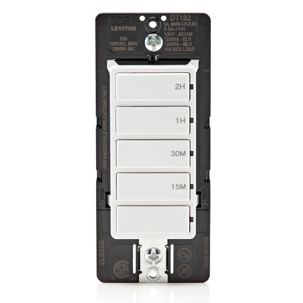 Leviton 15 Amp Decora Countdown Timer Switch White Easy Install Energy Saving