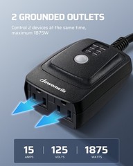 Light Sensor Timer Waterproof, Plug in Timer Switch, 100 ft Range Remote Control