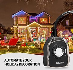 Outdoor Timer Outlet, 24 Hour Mechanical Outdoor Timer for Pool Pump, 1pack