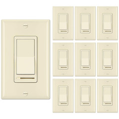 6 Pack Dimmer Light Switch, Single-Pole or 3-Way Slide, Compatible with 150W Dim