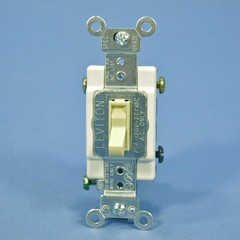 Leviton 54523-2I Ivory 3-Way Commercial Framed Toggle Switch 20A 120/277V Bulk
