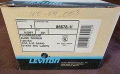 Leviton 86678-1I Fluorescent Slide Dimmer 120 VAC For 6-30 Rapid Start 40W Lamps