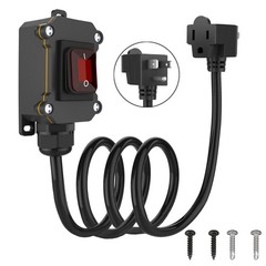 KarlKers Inline Cord Switch with 10ft 14AWG Cable Piggyback Plug3Pronged, IP6…