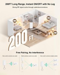 Remote Control Outlet 2 Remotes 200 FT Wireless Light Switch 15A/1875W ETL