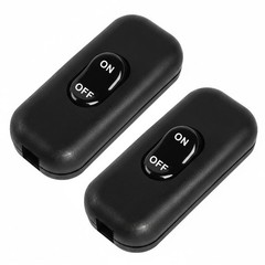 2 PCS Inline Cord Heavy Duty DPST Rocker Switch AC 120V 10A/250V 6A Black