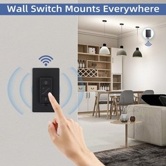 Sunmerit Wireless Dimmer Switch (Black), 2 Pack Remote Light Switch and Recei…
